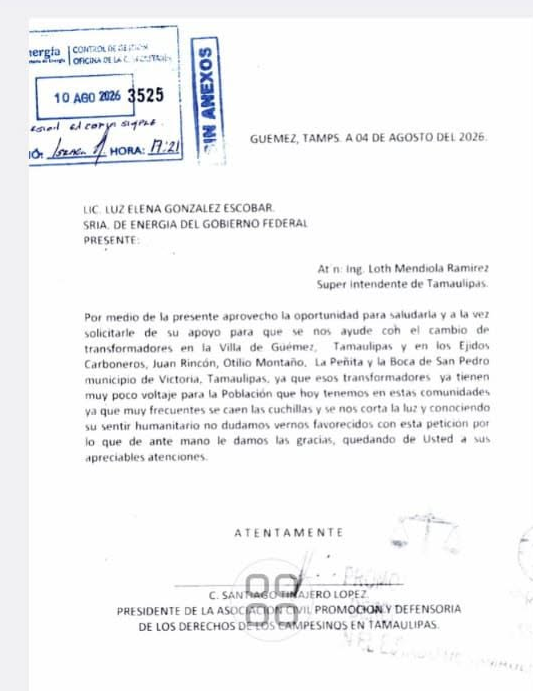 Solicitan a la Secretaría de Energía reemplazo de transformadores en Güémez y Victoria por fallas en el servicio image